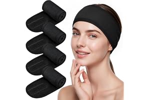 MELLIEX 4 stycken kosmetika hårband, spa pannband frotté hårband för makeup sport justerbart hårskyddsband med kardborreband
