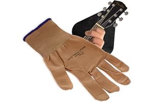 Musician's Practice Glove - 1-Pack Guitar Gloves for Women and Men, Fingertip Protectors for Playing String Instruments, Hand Issues and More, Nylon Thin Gloves for Indoor/Outdoor Gigs, Small, Beige
