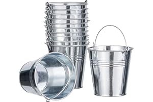 THE TWIDDLERS 12 Mini Seaux en Métal, 11cm - Bonbons, Frites, Loisirs Créatifs, Bricolage, Petits Bouquets, Décoration de Table pour Mariages, Baptêmes & Fêtes