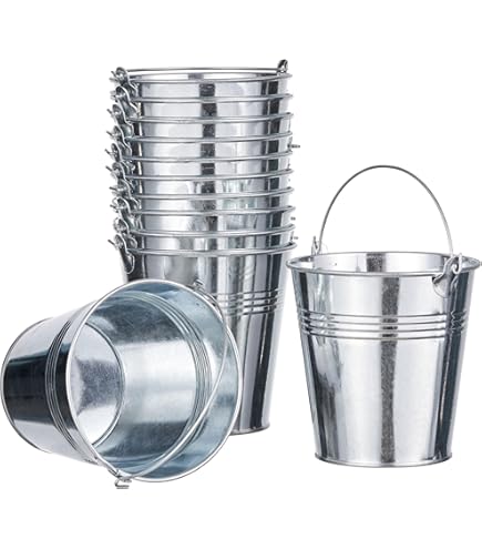Hazrcvr Metalleimer Klein 12 Stück Mini Eimer Bunt Kleine Hängetöpfe Geschenk Hochzeit Party Taufe Süßigkeiten Bonbons Tischdeko Metalleimer mit Griffen Blumentopf mit Hängend
