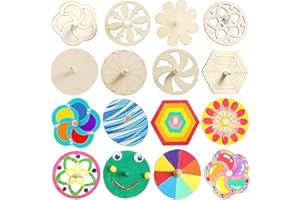 Liuer Trottola di Legno,24PCS Giroscopio in Legno Artigianali Set di Superficie Artigianale Non Tossico per Party Toy Giocattolo Partito(8 * 3,5 cm,Disegna tu stesso i colori)