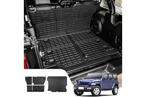 Dattumar Kofferraummatte + Rückenlehnenmatten für Jeep Wrangler JL 2018–2024 4-Türer, TPE-Material, Allwetter, Schutz, 22.25 x 35.44 x 1.58 cm, Passend für Wrangler JL 2018–2024