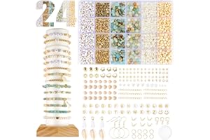 HaploS Perles pour Bracelet Pierre Naturelle, Creation Bijoux Bracelet avec Perles Lettres, Kit Bracelet DIY Collier Boucle D'oreille de Fêtes, Vacances