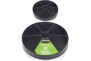 DEKAROX Lot de 2 filtres à charbon actif Ø 175 mm pour hotte de cuisine Respekta MIZ0031 MIZ 0031 PKM C04 CF100