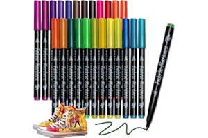 Bedeco Stoffmalstifte Waschfest, 24 Textilstifte Waschmaschinenfest Permanent Stofffarben Wasserfest Textilmarker Stoffstifte für DIY-Kostüme T-Shirts | Textilfarbe für Kinder und Erwachsen