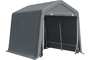 Outsunny Tendone Garage all'Aperto 2.8x2.4m per Moto e Biciclette, Casetta da Giardino per Attrezzi in Metallo e Tessuto PE, Grigio