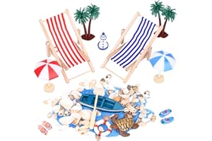 AOKITO Miniatur Stranddekoration, 15 Stück Ozeanstrand-Zubehör für Puppenhaus und Pflanzen, Miniatur-Spielzeug DIY