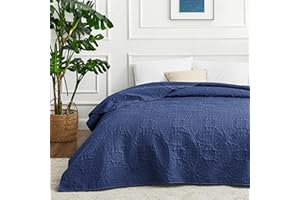 Love's cabin Tagesdecke 240x260 Navy Blau, Ultra Weiche Bett Quilt Leichte Mikrofaser Tagesdecken Bettüberwurf 240x260, Moderne Bedspread mit Münzmuster für alle Jahreszeiten (ohne Kissenbezug)