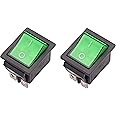 KAMCON? KCD4 DPST ON-Off 4 Pin Rocker Boat Switch Indicator 16A/20A AC 250V/125V for Car Motorcycle Electrical DIY (green, 2)