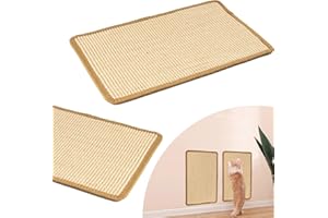 WDJLNZB 2 Pieces Natural Sisal Cat Scratching Mat 50x30cm, Non-Slip and Wear-Resistant Cat Scratchers to Protect Carpets and Sofas, Self-Adhesive Cat Scratching Pad for Wall and Corner (Brown)