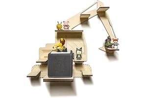 DRYSSON DIY shelf with desired name for painting, excavator, music box, suitable for the Tonie box, tonier shelf, toniebox shelf, children's baby room, individual