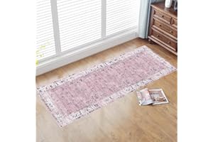 CXTAI Vintage Boho 60x180cm (2x6ft) Long Carpet Runners for Hallways Kitchen Laundry Entryway Non-Slip Machine Washable - Pink Style