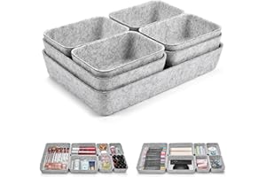 Eurhomewit 14 Stück Schubladen Organizer Filz, Schubladeneinsatz Büro Schubladen Ordnungssystem, Schminktisch Organizer für Schublade, Büro & Home Schrank Aufbewahrungsbox Organiser, Hellgrau