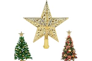 FYZSJWL Weihnachtsbaumspitze Stern, Spitze für Weihnachtsbaum, Christbaumspitze Stern Gold, Christbaum Spitze, Weihnachtsstern Baumspitze, Goldene Weihnachtsbaum für Allgemeine Größe Baumspitze