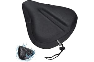 Zacro Funda de sillín de Gel para Asiento de Bicicleta de Interior con protección de sillín Impermeable, Hombres, Mujeres y niños, Color Negro