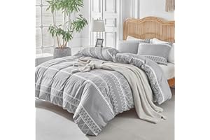 Tokokimo Funda Nórdica Cama 135/150, Funda Nórdica 240x220 con Bohemio Patrón Microfibra 3 Piezas Compuesto por 1 Funda Nordica 240x220 + 2 Fundas de Almohada 50x75, Gris