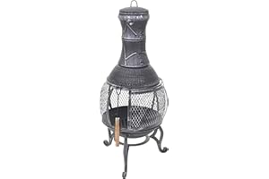 MENDLER Cheminée de Jardin HWC-F71, poêle de terasse, Foyer, Alliage Fonte, 92x41x41cm