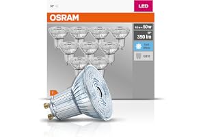 OSRAM LED Base PAR16/LED-reflektorer med GU10-bas ej dimbar/ersättning för 50 watt/36° strålvinkel/kall vit - Kelvin / 10-pac