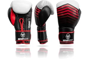 Beast Gear Gants de Boxe : Modèle d’Entrainement de Boxe Simian en véritable Cuir de Vache - pour Punching Ball, Pads, Sparring