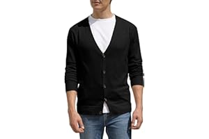 Hisir Męskie dzianinowe kardigany lekkie klasyczne miękkie wełniane kardigan z dekoltem w serek z guzikami, dzianina z długim rękawem, swetry dla mężczyzn, prezent dla mężczyzn