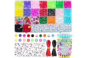 Liangding Perline per Braccialetti Bambina, Pony Beads con Lettere, Perline Colorate per Fai da Te Perle di Braccialetti, Collane, Bigiotteria, Regali per Adulti e Bambini
