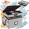 Gluckluz File Organizer Bag Fireproof Document Box 2 Layer Waterproof Collapsible Safe Organizer with Lock & Handle & Reflective Stripe for Home Office Letter Legal Certificates Valuables (Grey)