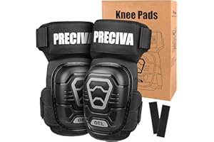 Preciva Genouillère Travail, Professionnelles Protege Genoux Anti-Dérapantes avec Gel, Bandes Velcro Réglables, Coque PVC Renforcée pour Maçons, Carreleurs, Jardinage, 2 Paires Incluses + Extensions
