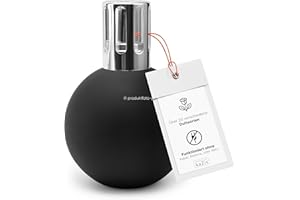 KAZIS I Lámpara catalítica I negro mate y plata I Con quemador, corona, embudo y tapa de extinción I