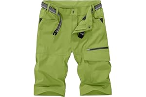 KEFITEVD Męskie outdoorowe szybkoschnące szorty cargo oddychające spodenki wspinaczkowe safari spodnie z wieloma kieszeniami