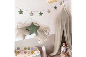 LILIMAUS Sternen Wimpelkette Stoff - 12 Farben - Kinderzimmer Deko - 100% Baumwolle Handmade - Musselin - Hausbett & Babyzimmer