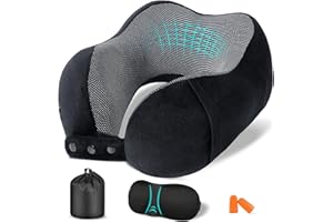 ‎JIANCRATE Jiancrate Nackenkissen Flugzeug, Nackenhörnchen Erwachsene, Reisekissen Memory Foam, Verstellbares Reisekopfkissen Reise, Schmalem Rückenteil, Travel Neck Pillow mit Schlafmaske, Ohrstöpsel, Schwarz
