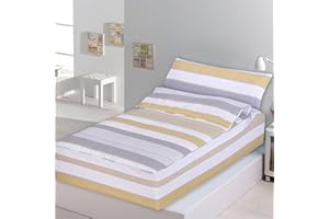 DHESTIA HOME - Saco Nórdico con Cremallera Edredón Ajustable Cama Infantil Zarautz Ocre - Color Ocre, Talla Cama 90