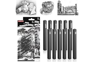 TENG HONG HUI 12 bastoncini quadrati in grafite compressa in materiale grafite, matite da disegno, set per lavori fai da te, ombreggiature, schizzi, principianti, corsi di disegno per bambini e artisti