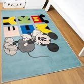 Ta&ccedil; Mickey Mouse Lisanslı Karakter Baskılı%100 Polyester Halı, &Ccedil;ok Renkli, 80x120 cm