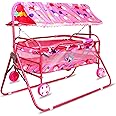 Avani MetroBuzz Baby Cradle Mosquito Net Jhula Palna Stroller Infant & Toddler Beds Born Baby 1-2 Years Babies-Newborn Baby Cotton Baby Sleep Baby Bedding Cradle with Wheels (Pink)