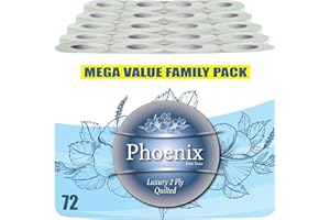 Phoenix 72 Toilet Rolls – 2 Ply Quilted Soft White Toilet Paper – Bulk Buy Family Pack – Gentle, Strong & Absorbent Tissue for Home, Office & Business Use