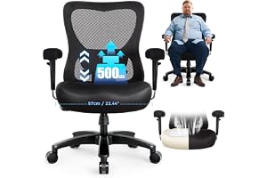 IWMH Ergonomisk kontorsstol i mesh, 200 kg, stor och kraftig kontorsstol för tunga användare med justerbart ländryggsstöd, ju