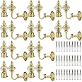 NATURAL Heavy Duty Aluminum Royal Luxury Design Curtain Bracket/Finial and Curtain Support with Screw/Wallplug for Window & Door Curtain Fittings Suitable Upto 1 Inch Pipe. (10 Set, Gold)