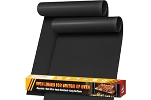 OAZ Protector Horno Antiadherente (Paquete de 2) – Revestimiento de Horno Reutilizable, Protector Fondo Horno de Teflon, Alfombrilla para Horno Compatible con la Mayoría de Hornos(40 x 60 cm, Negro)
