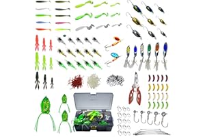 RUIJIAXIANG 365 Piece Fishing Lure Kit Saltwater and Freshwater Soft Baits Set with Jig Heads Pliers Wire Leaders Artificial Worms Sequins Lures Fishing Gifts for Anglers