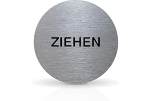 ‎BETRIEBSAUSSTATTUNG24 Betriebsausstattung24® Türschild Piktogramm „ZIEHEN“ - Rundes Hinweisschild aus Aluminium - Für Ihre Tür & Wand - Silber - Durchmesser Ø 7,0 cm - Inkl. Klebepad