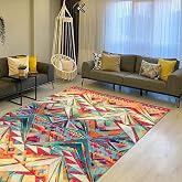 Latte Dizayn Aron Desenli Kadife Pamuk Tabanlı Yıkanabilen Kaydırmaz Antibakteriyel Salon Halısı 160x230