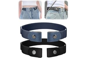 GENERIC 2 Pack No Buckle Belt for Men Women Free No Show Elastic Belts Adjustable Buckle Invisible Stretch Belt Waist Belt Unisex for Jeans Pants Trousers, Black and Blue