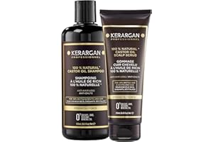 Kerargan - Dúo Anti-Caída Champú y Exfoliante con Aceite de Ricino Para Cabello Seco, Quebradizo y Sin Vida - Purifica y Favorece el Crecimiento - Sin Sulfatos, Parabenos ni Siliconas - 500ml + 250ml