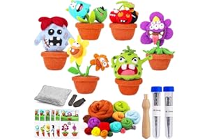 MASPHY Anfänger Nadelfilz Set, Filzen Starterset für Anfänger und Erwachsene, Filzen Starterset Trockenfilzen mit Nadelfilz Werkzeuge und Anweisungen für DIY Handwerk(Sechs Monster)