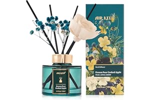 Airkeep Profumatore per Ambienti 150ml, Frozen Pear Cooked Apple Reed Diffuser Set, Rose Diffusore Profumo Ambiente, Diffusore di Fragranze per Bagno, Appartamento, Decorazione della Casa