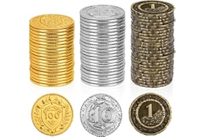 Byhoo 150 monedas de metal DND, 1,2 pulgadas, oro plata, cobre, fichas con valor nominal para juego de mesa y RPG, monedas de metal de fantasía para piratas, fiestas, cosplay