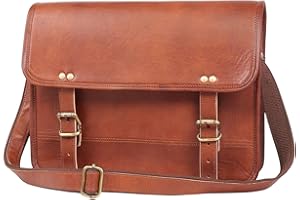 ALASKA EXPORTS Leather Real Messenger Bag Laptop Briefcase Satchel Men Women (11 X 15 inch)