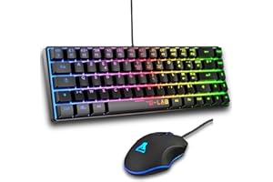 The G-Lab - Combo Hydrogen - Pack Clavier Souris Gamer, Clavier Gamer 60% Filaire, Rétroéclairage RGB, AZERTY FR, Format Compact + Souris Gaming RGB, 6 Boutons, 7200 DPI - PC/PS4/PS5 – Noir