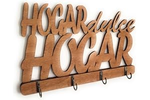 VEJO Colgador Llaves de Pared Hogar Dulce Hogar 4 Ganchos/Portallaves de Madera para Casa/Decorativo para Cocina/Ganchos en Metal/Decoración Vintage